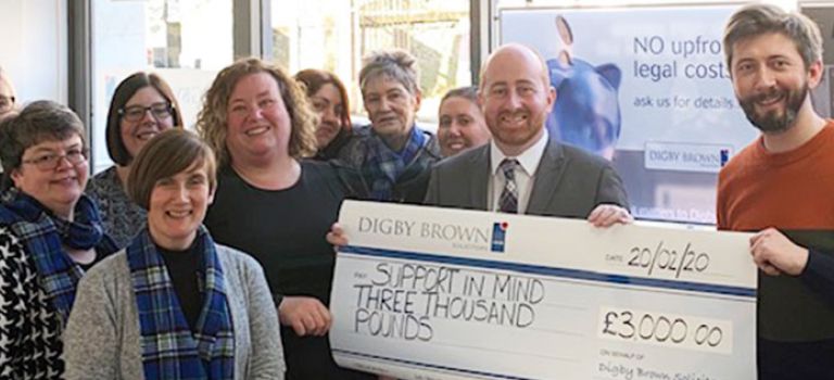 Kirkcaldy Office handover cheque for £3,000 to Support in Mind