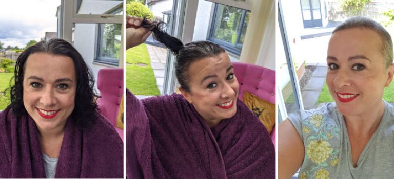 Caroline Brown shaves her head for charity