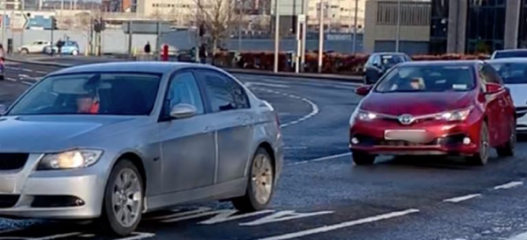 Cars in traffic close to each other