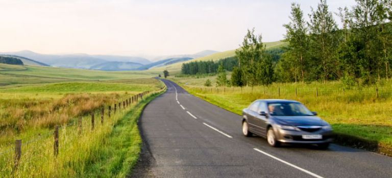 Car on country road