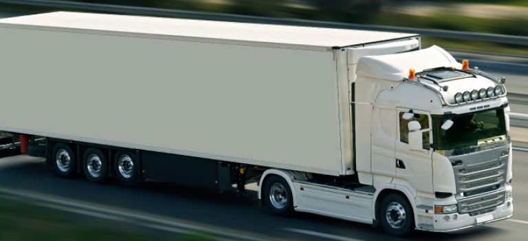 Lorry travelling on the road