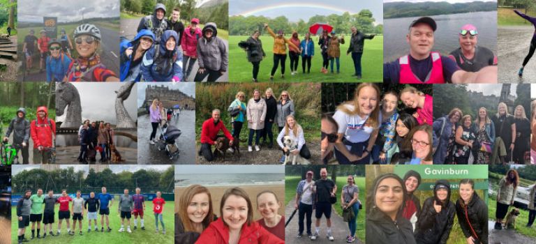 A collage of members of Digby Brown staff taking part in Reconnecting Matters