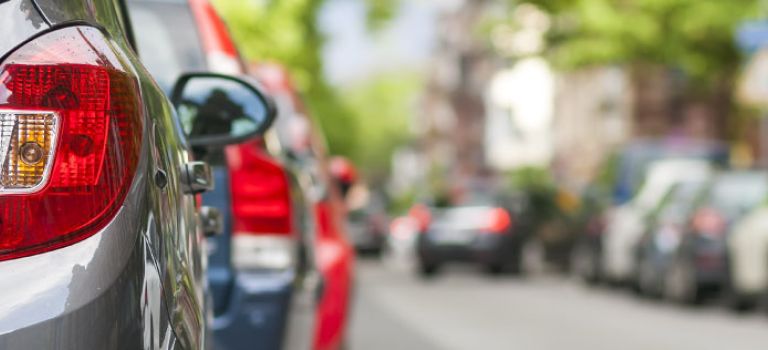 Cars parked along a street
