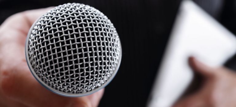 Interview with microphone