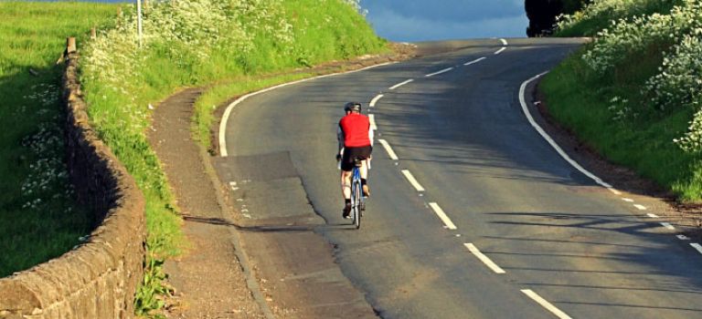 Cyclist on rural road