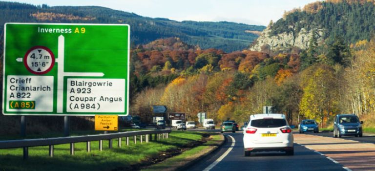 Motorway A9 heading to Inverness