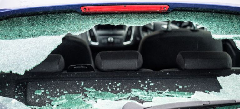 Car rear window smashed