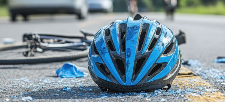 Cycling helmet damaged