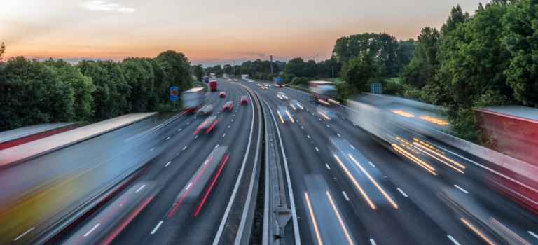 Busy road showing fast moving traffic 