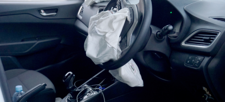 Car with airbag deployed