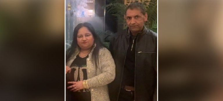 Husband and wife Satwant and Jatinder pictured standing next to each other