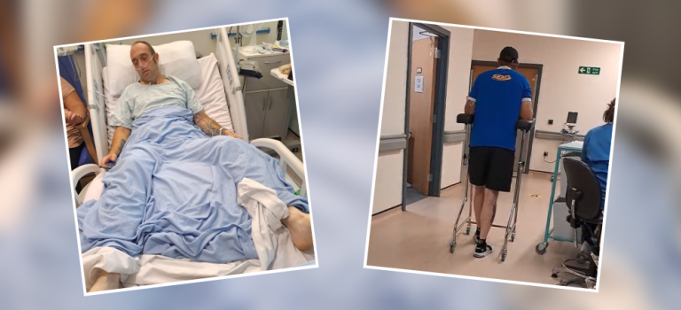 Christopher pictured in hospital recovering from his injuries
