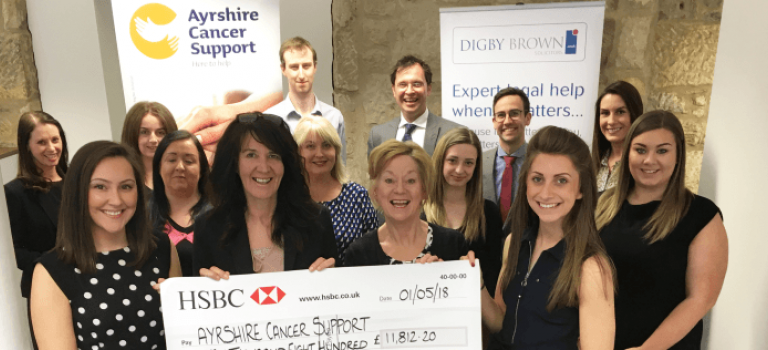 Cheque Handover to Ayrshire Cancer Support