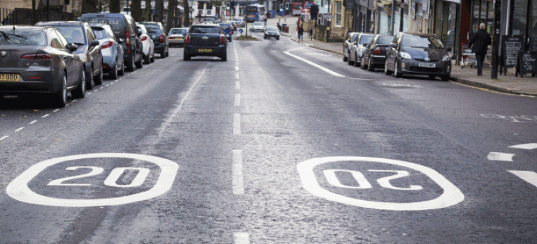 Road showing 20mph speed limit