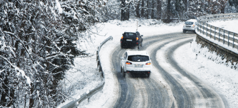 Cars on icy road