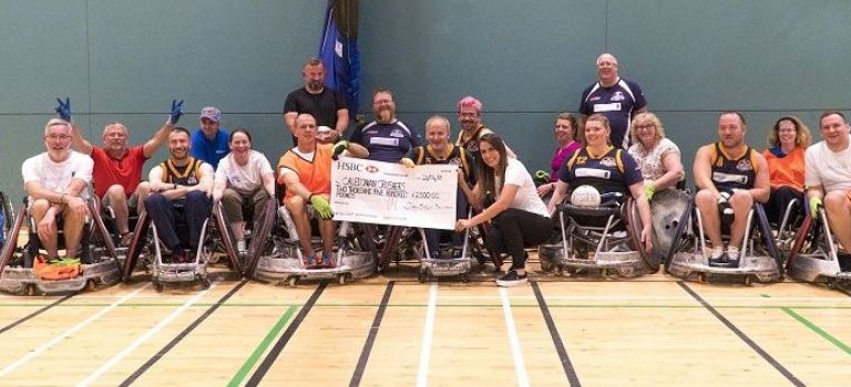 Caledonian Crushers receiving cheque 2018