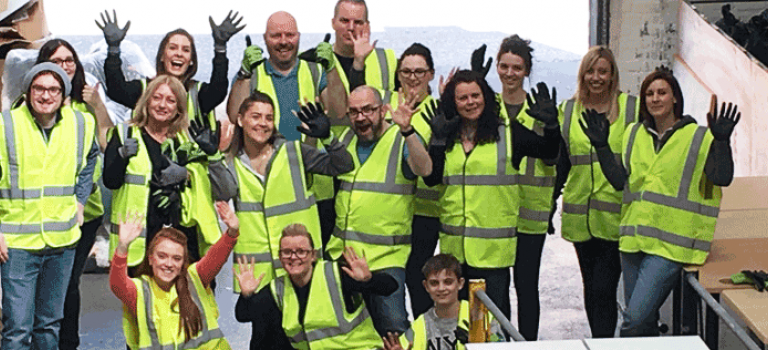 Helping at Simon Community Scotland's warehouse